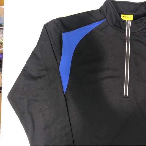 Diadora Track Pullover Half zip Womens Siz Xl Black & Blue - Picture 2 of 16